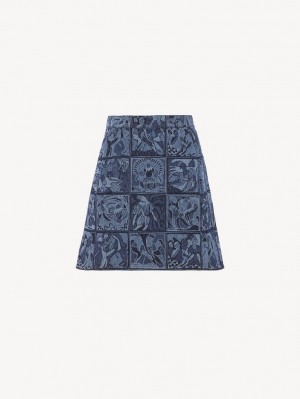 Chloe A-line Mini GolfSkirts Mehrfarbig Blau | CHE-SR14091