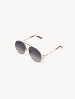 Chloe Austine Sonnenbrille Gold Blau | CHE-SR14525