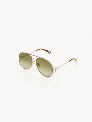 Chloe Austine Sonnenbrille Gold Grün | CHE-SR14526