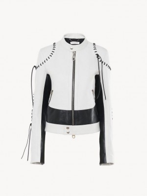 Chloe Biker Jacken Schwarz Weiß | CHE-SR13784