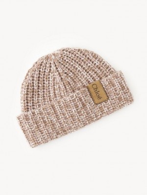 Chloe Chunky Gestrickt Beanie Hüte Beige Rosa | CHE-SR14474