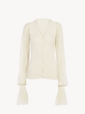 Chloe Fitted Cardigan Strickwaren Weiß | CHE-SR13941