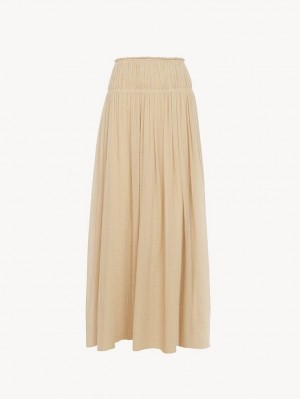 Chloe Flared Long GolfSkirts Braun | CHE-SR14099