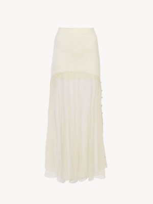 Chloe Flared Maxi Strickwaren Weiß | CHE-SR13949