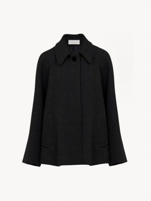 Chloe Kurzes Cape Mäntel Schwarz | CHE-SR13808