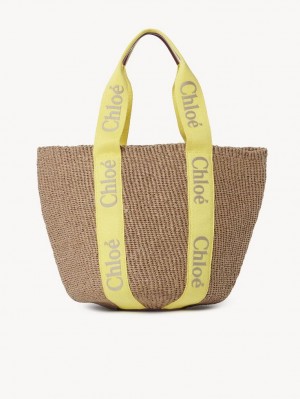 Chloe Large Woody Baskets Gelb Beige | CHE-SR13628