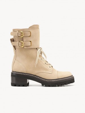 Chloe Mallory Biker Stiefel Beige | CHE-SR14887