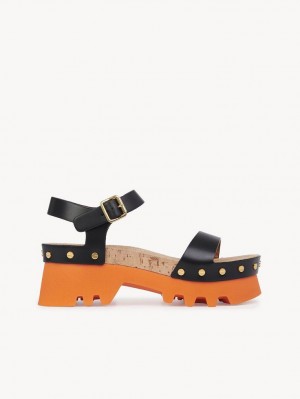 Chloe Owena Plattform Sandalen Schwarz | CHE-SR14152