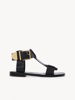 Chloe Rebecca Flache Sandalen Schwarz | CHE-SR14142