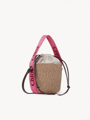 Chloe Small Woody Basket Crossbody Taschen Rosa Rot | CHE-SR13616