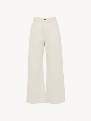 Chloe Stromboli Weite Cropped Jeans Weiß | CHE-SR13995