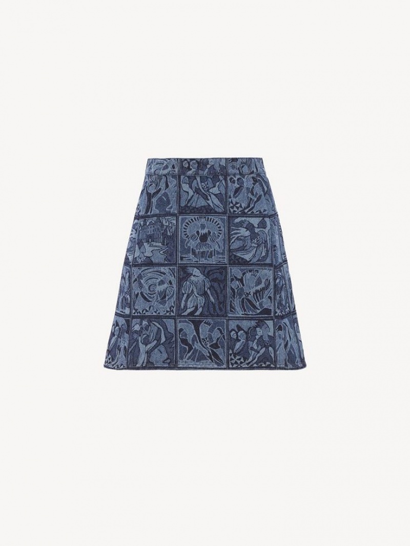 Chloe A-line Mini GolfSkirts Mehrfarbig Blau | CHE-SR14091