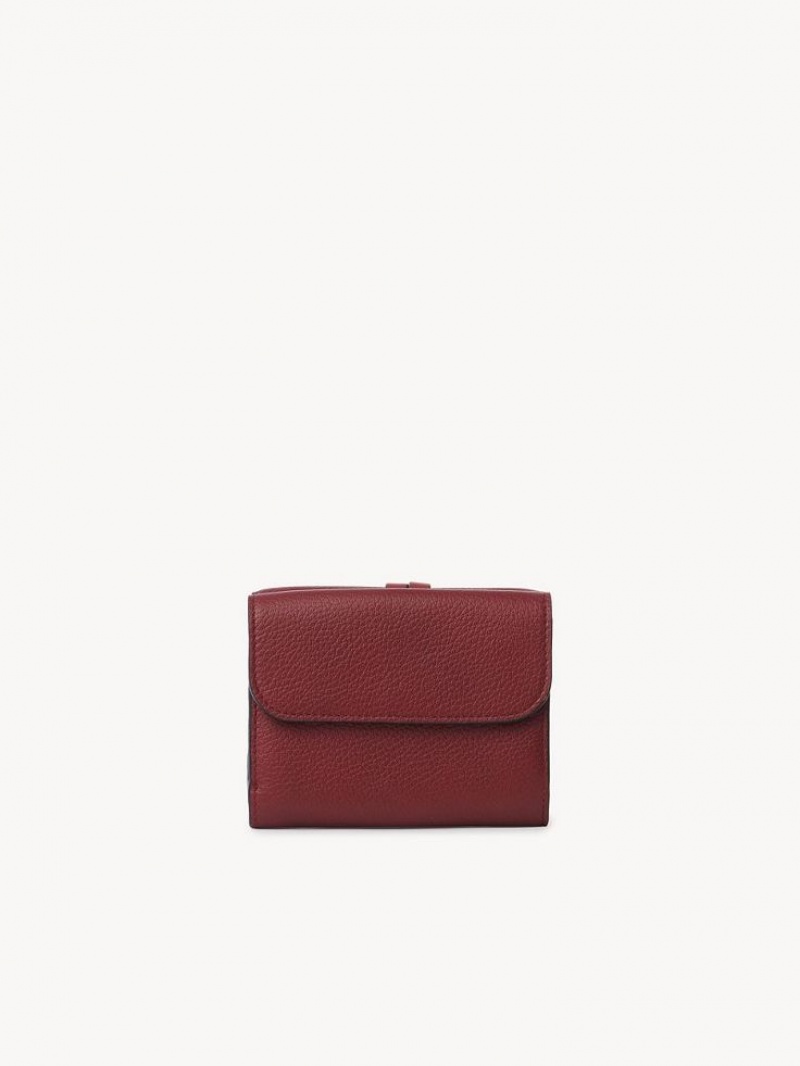 Chloe Alphabet Small Tri-fold Kleine Geldbörse Tiefesbordeaux | CHE-SR14289