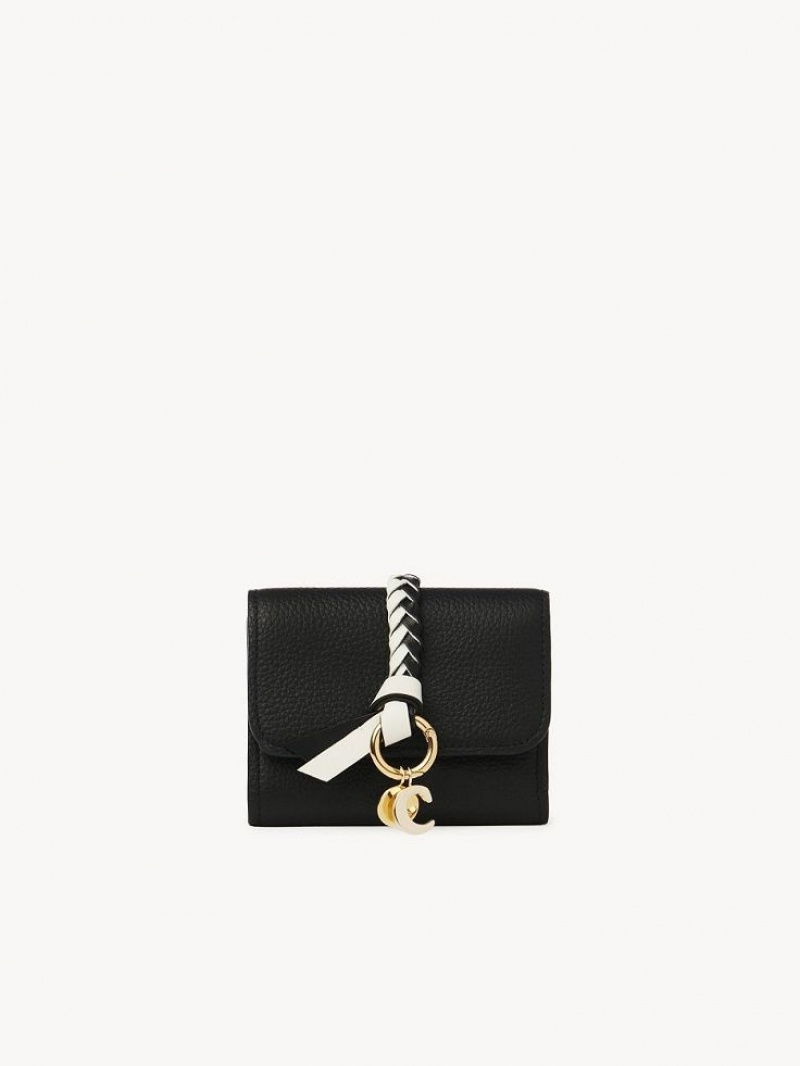 Chloe Alphabet Small Tri-fold Kleine Geldbörse Schwarz | CHE-SR14291