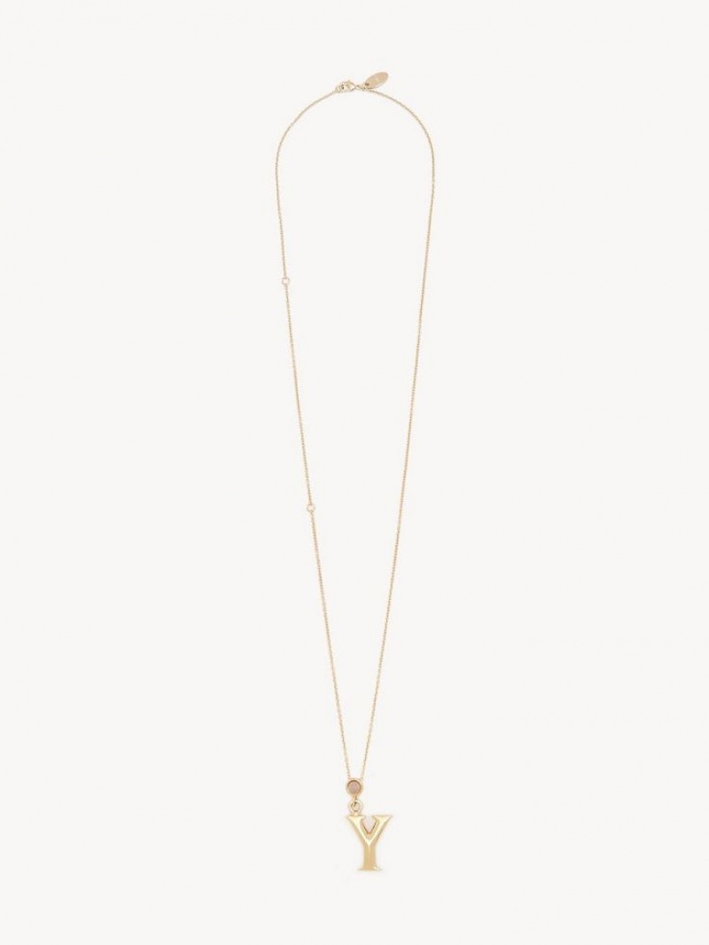 Chloe Alphabet With Pendant Ketten Gold | CHE-SR14331