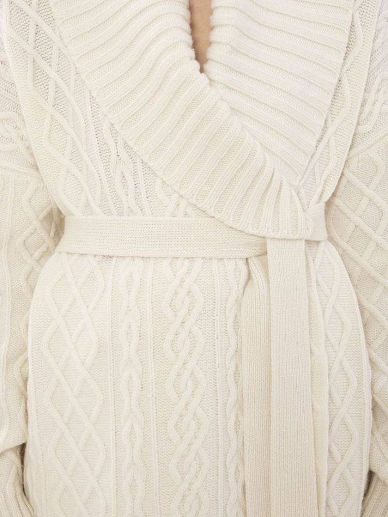 Chloe Belted Wrap Cardigan Strickwaren Weiß | CHE-SR13957