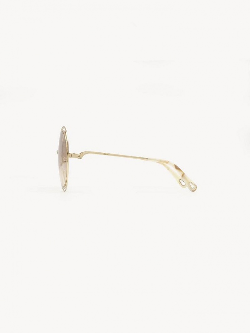 Chloe Carlina Petite Sonnenbrille Gold Beige | CHE-SR14544