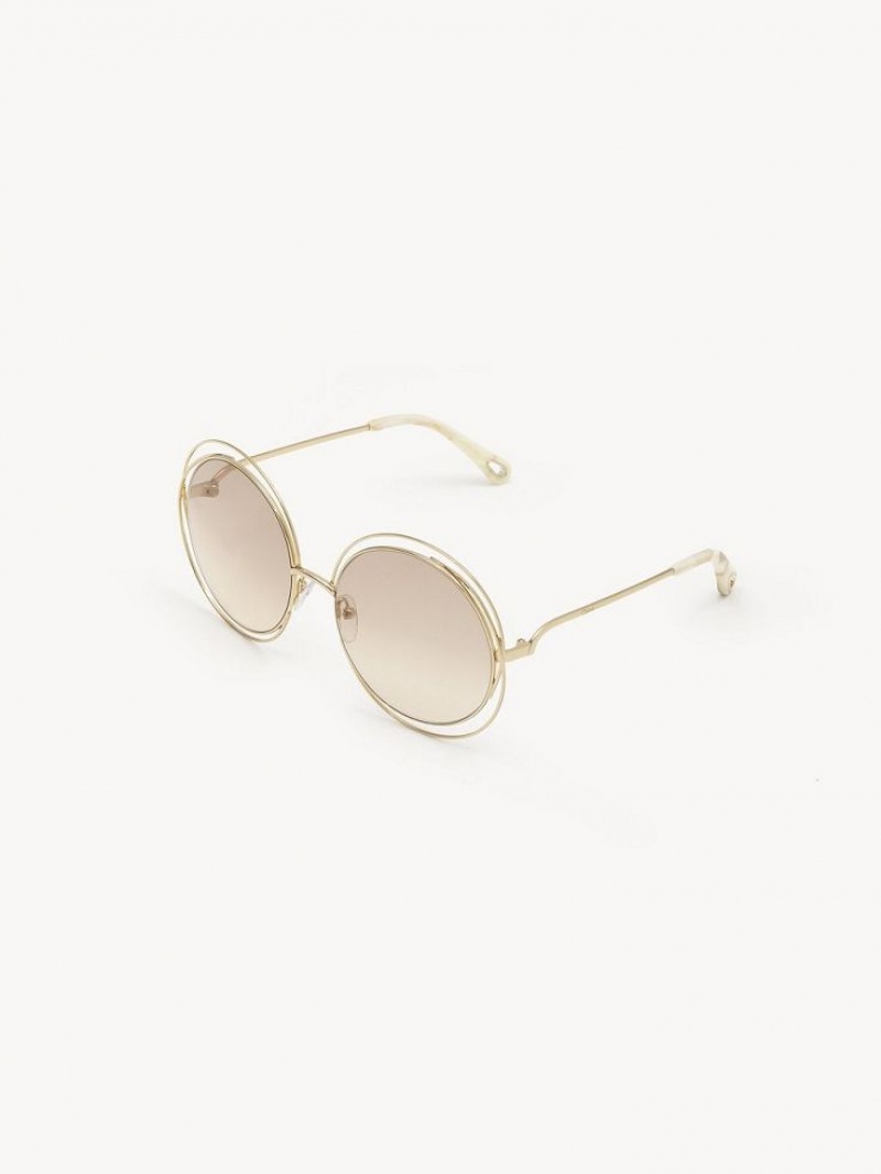 Chloe Carlina Petite Sonnenbrille Gold Beige | CHE-SR14544