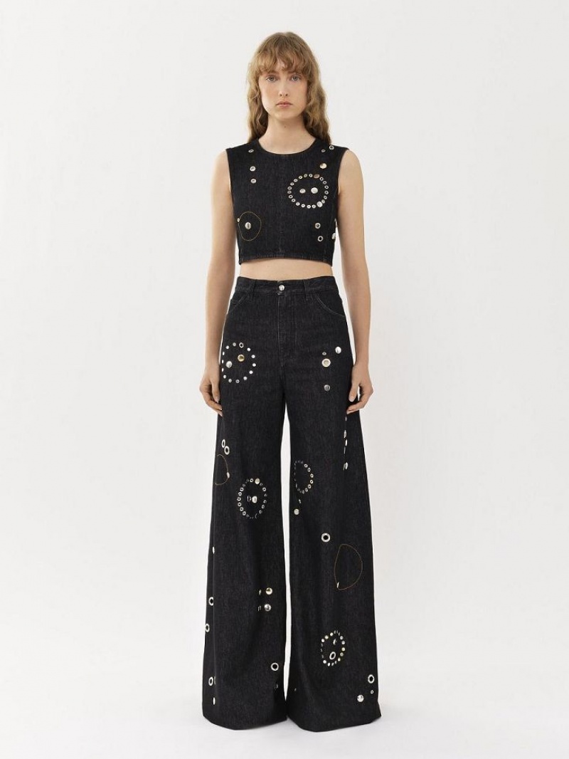 Chloe Cropped Oberteile Schwarz | CHE-SR13884