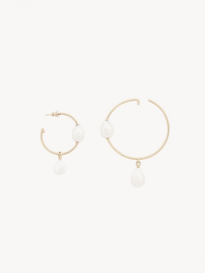 Chloe Darcey Hoop Ohrringe Gold Weiß | CHE-SR14442