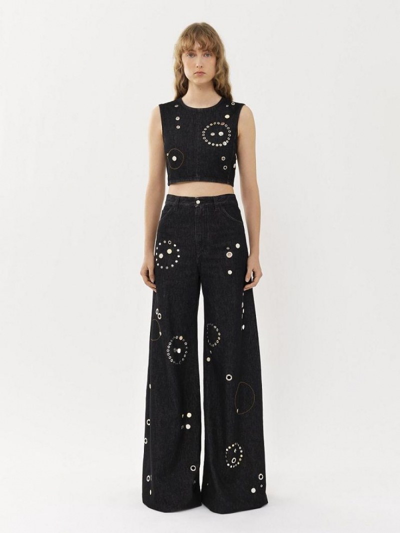 Chloe Embellished Rave Jeans Schwarz | CHE-SR13984