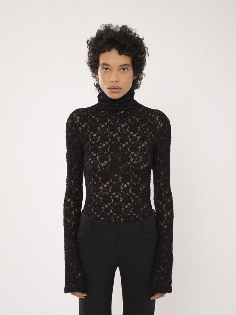 Chloe Fitted Turtleneck Oberteile Schwarz | CHE-SR13911