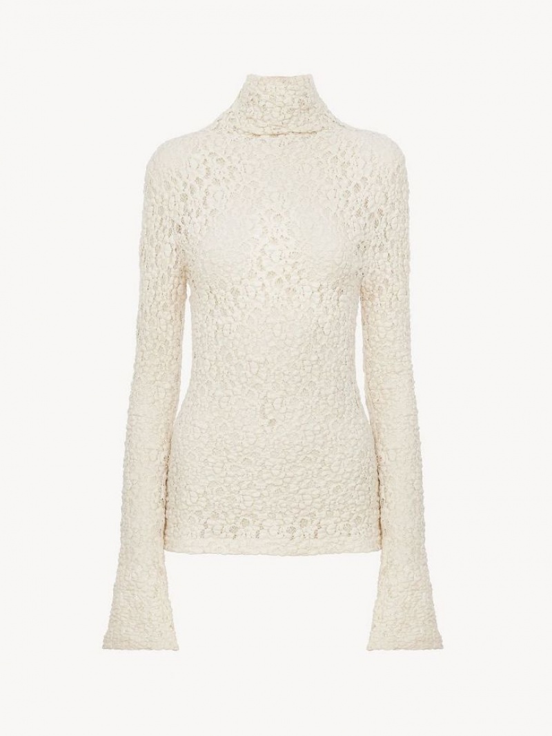 Chloe Fitted Turtleneck Oberteile Weiß | CHE-SR13908