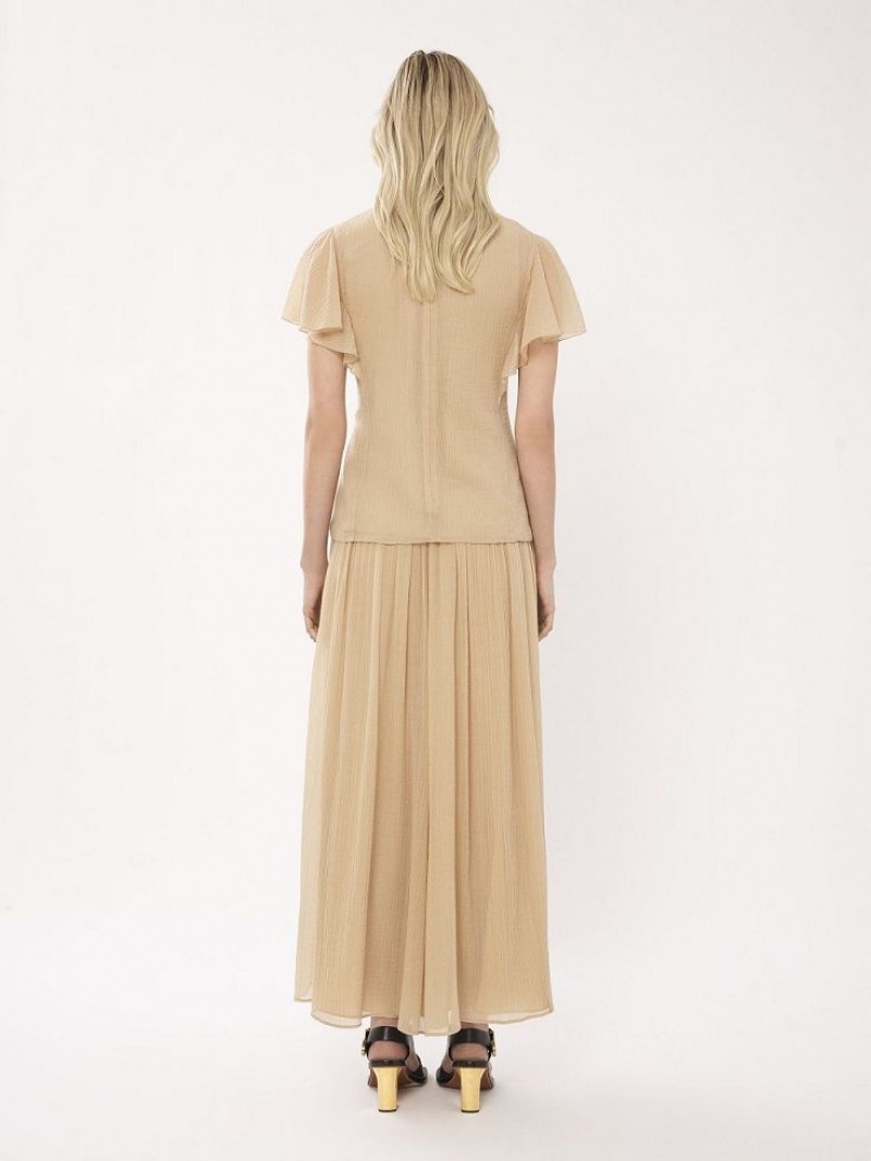 Chloe Flared Long GolfSkirts Braun | CHE-SR14099