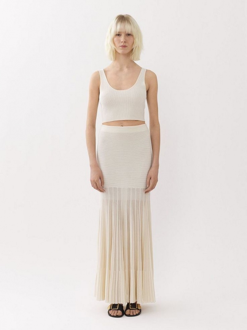 Chloe Flared Maxi GolfSkirts Weiß | CHE-SR14075