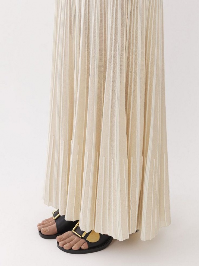 Chloe Flared Maxi GolfSkirts Weiß | CHE-SR14075