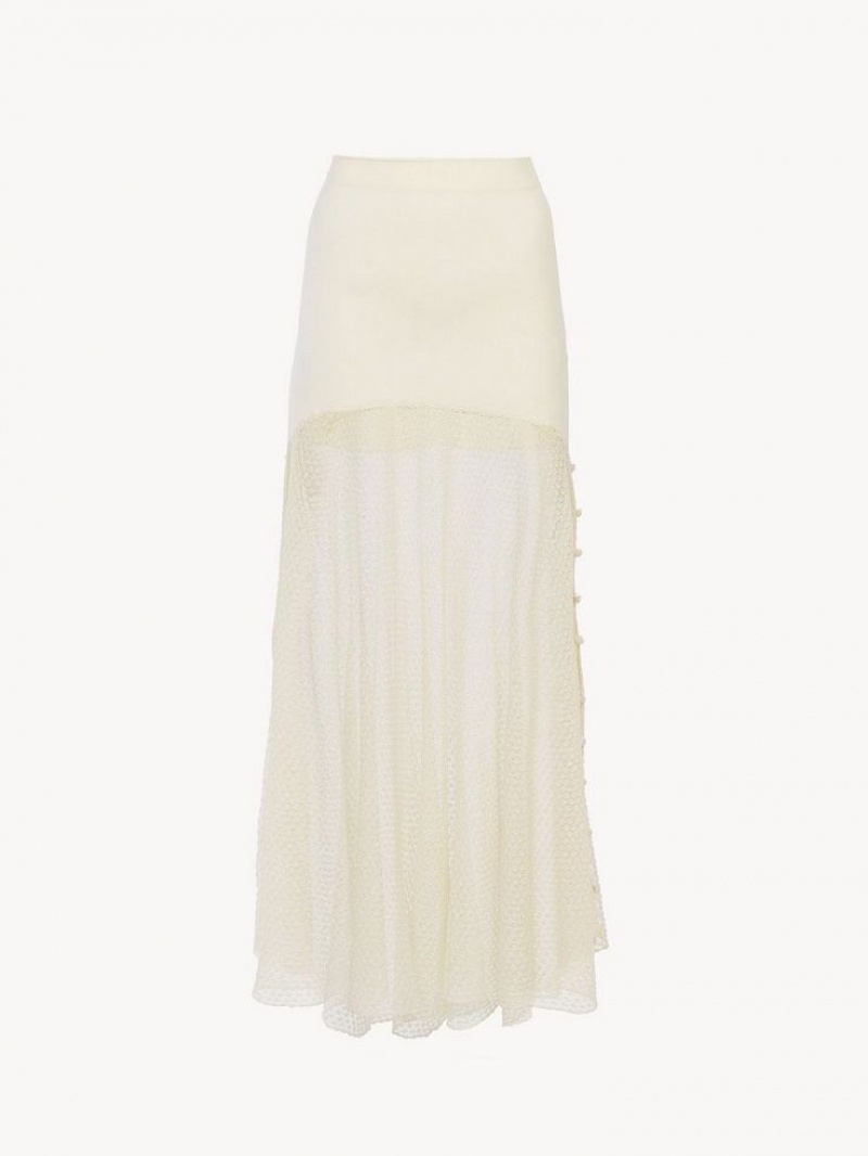 Chloe Flared Maxi GolfSkirts Weiß | CHE-SR14077