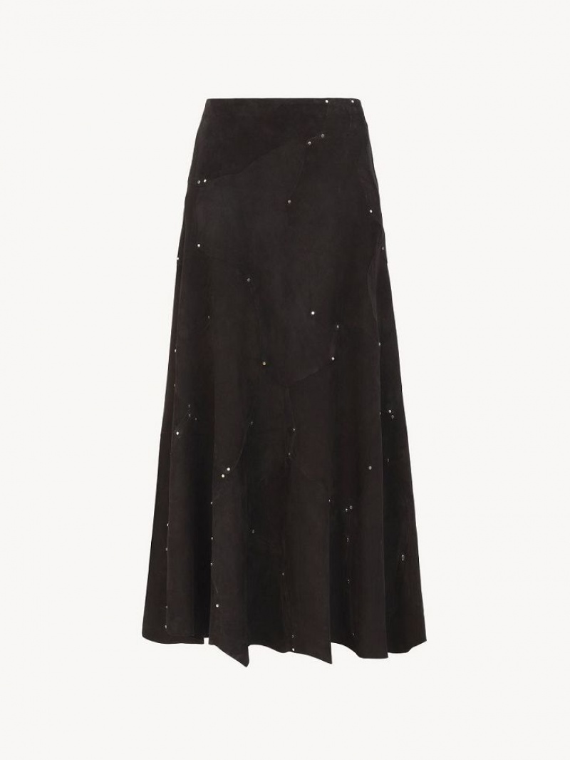 Chloe Flared Midi GolfSkirts Schwarz | CHE-SR14097