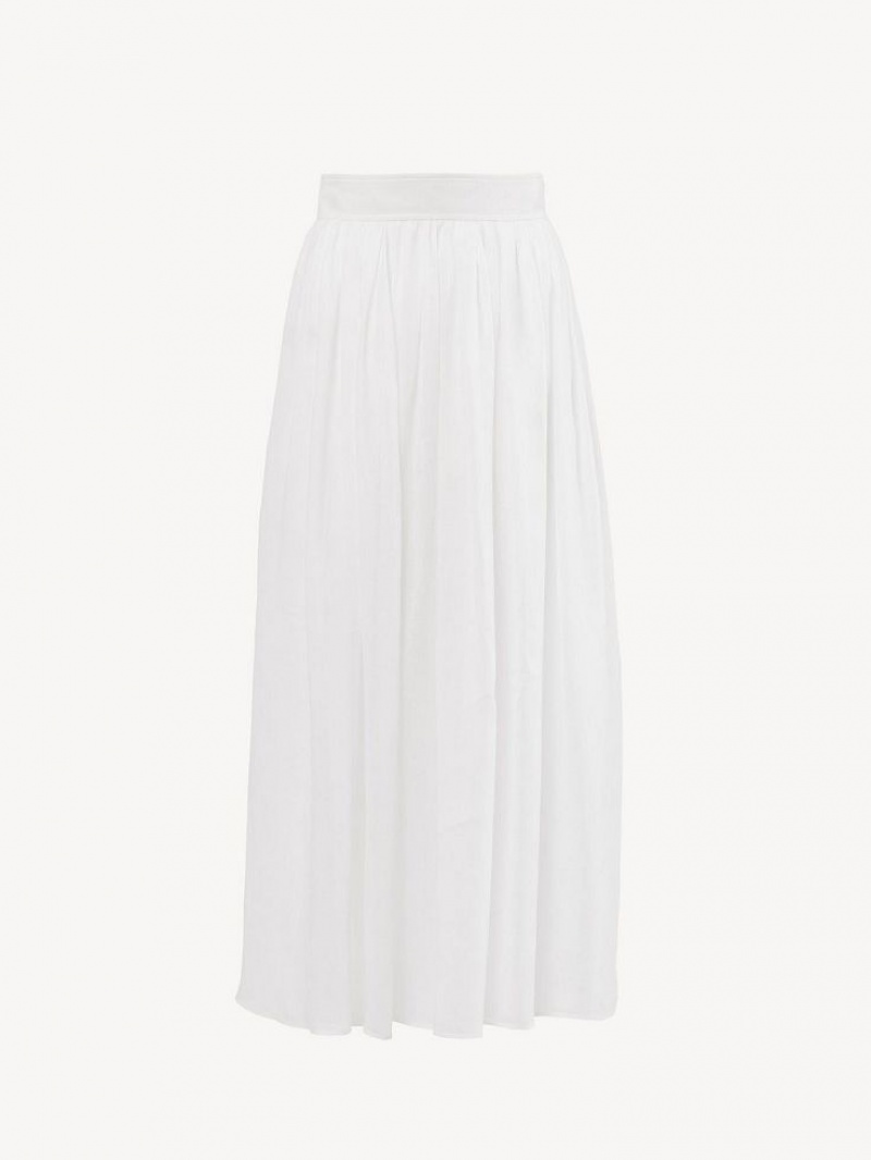 Chloe Gathered Mid-length GolfSkirts Weiß | CHE-SR14073