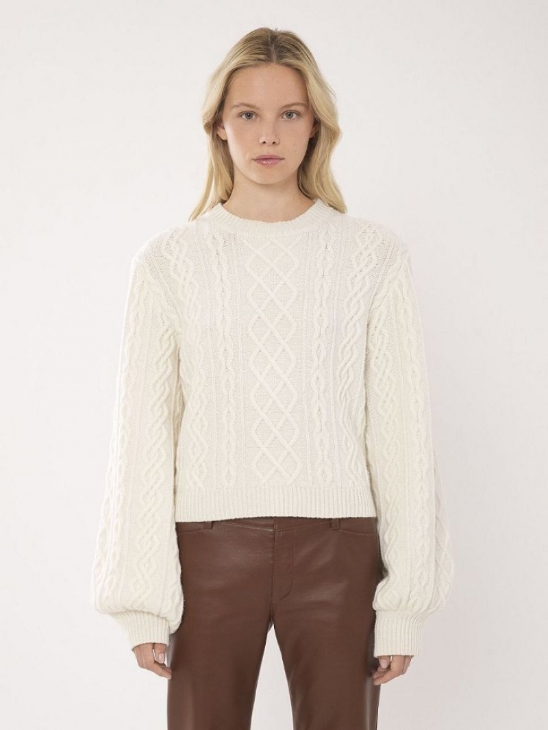 Chloe Generous Cable-knit Strickwaren Weiß | CHE-SR13956