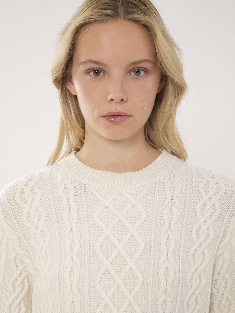 Chloe Generous Cable-knit Strickwaren Weiß | CHE-SR13956