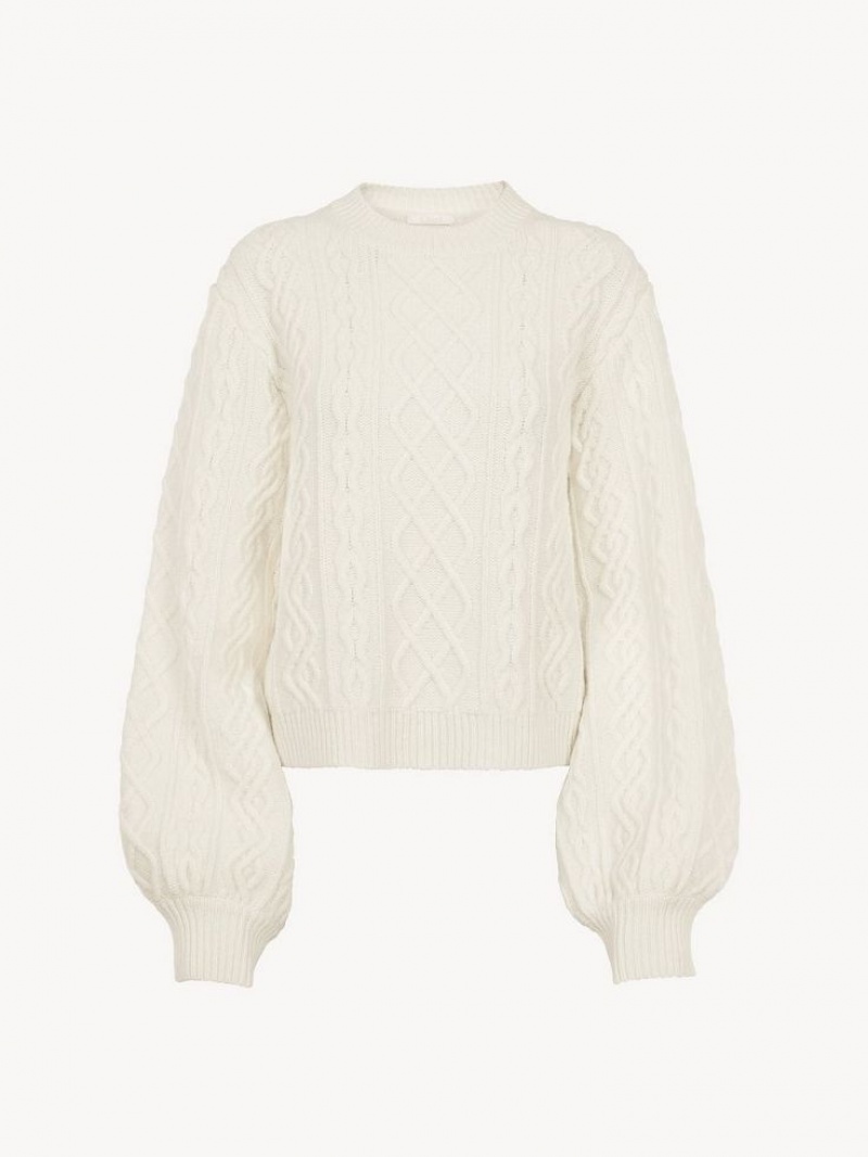 Chloe Generous Cable-knit Strickwaren Weiß | CHE-SR13956