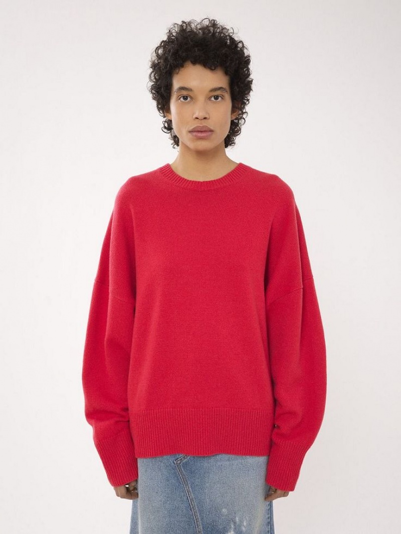 Chloe Generous Crew-neck Strickwaren Rosa | CHE-SR13954