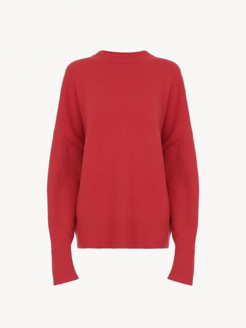 Chloe Generous Crew-neck Strickwaren Rosa | CHE-SR13954