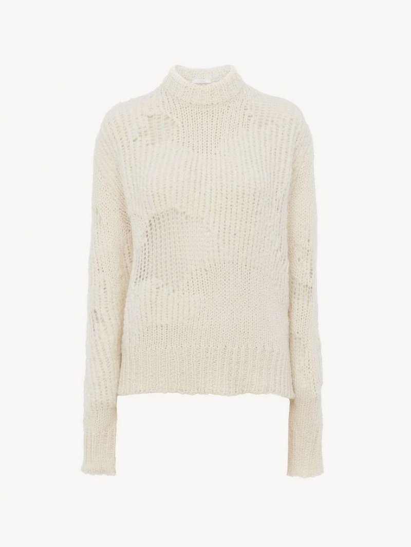 Chloe Generous Mock-neck Strickwaren Weiß | CHE-SR13953