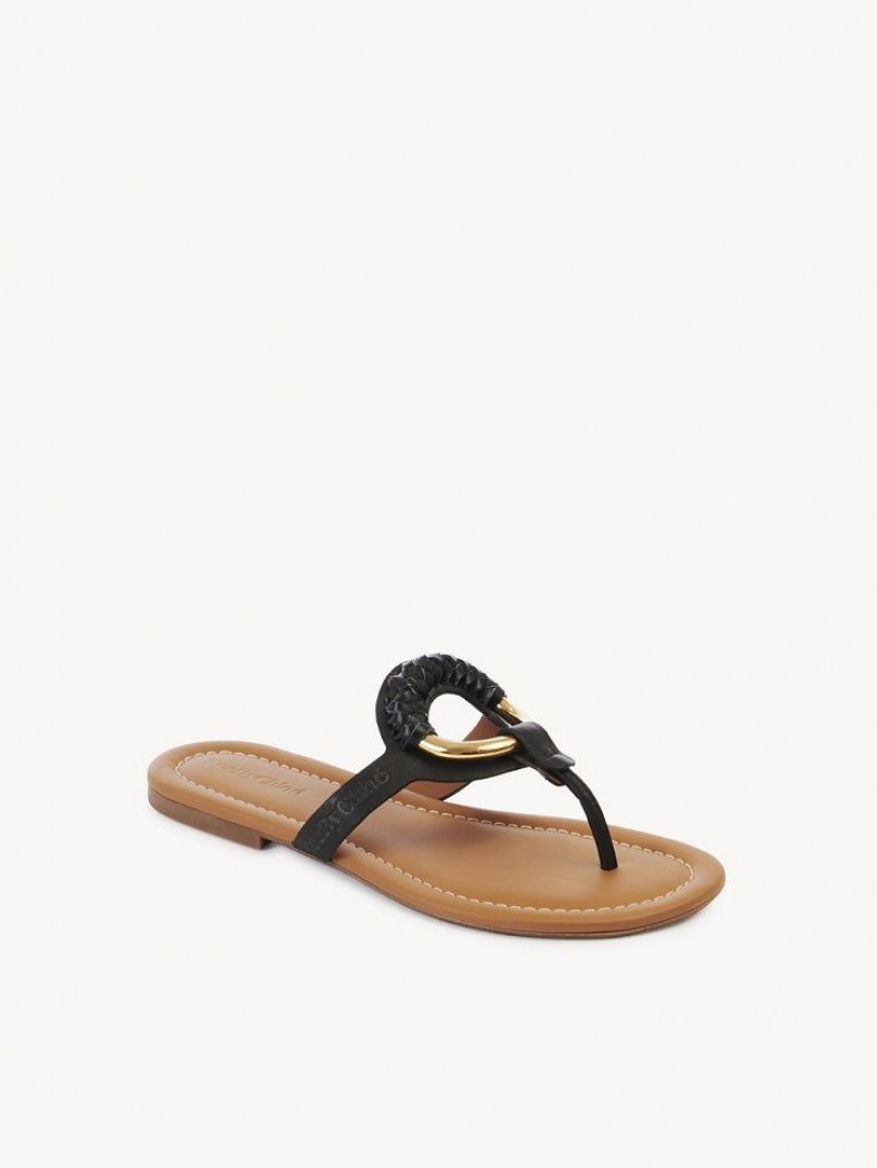 Chloe Hana Flip Flops Flache Schuhe Schwarz | CHE-SR14830