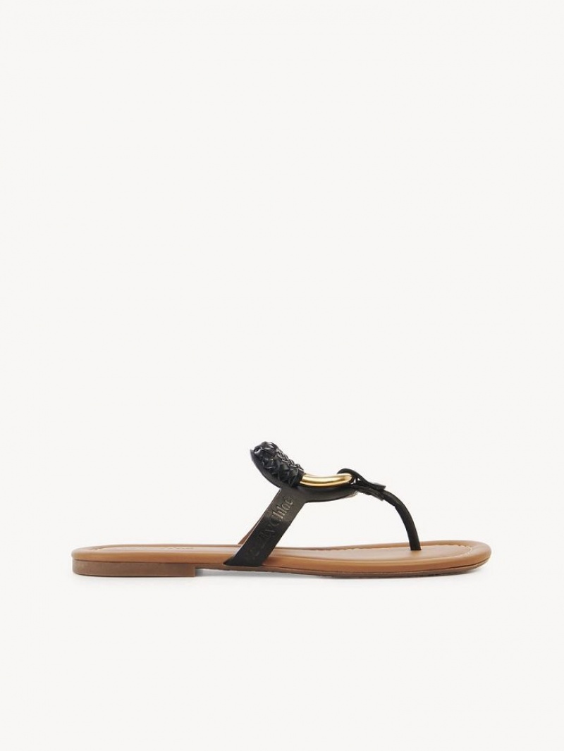 Chloe Hana Flip Flops Flache Schuhe Schwarz | CHE-SR14830