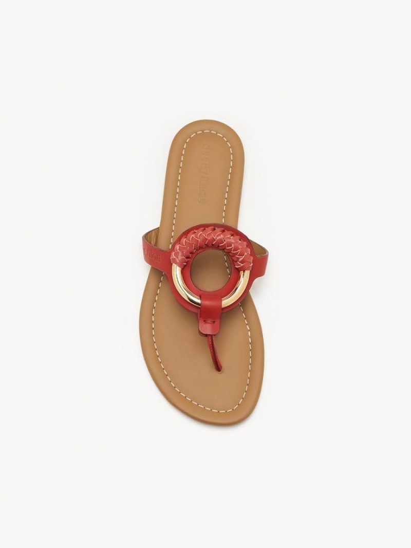 Chloe Hana Flip-flop Flache Schuhe Rot | CHE-SR14817