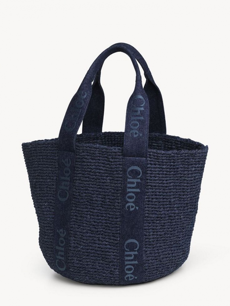 Chloe Large Woody Basket Tragetaschen Blau | CHE-SR13289