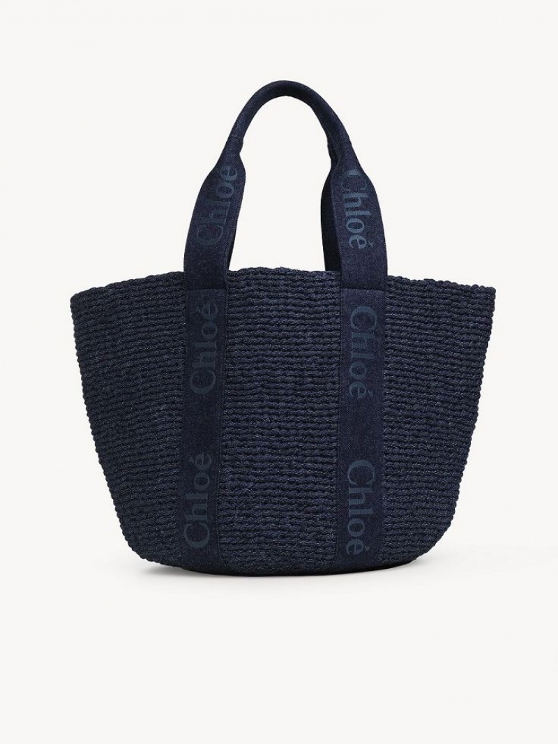 Chloe Large Woody Basket Tragetaschen Blau | CHE-SR13289