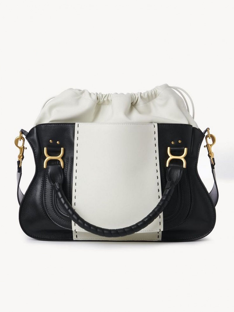 Chloe Marcie Large Double Carry Crossbody Taschen Schwarz Weiß | CHE-SR13469