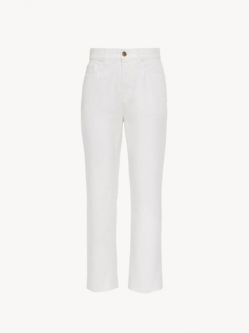 Chloe Masaya Cropped Gerade Jeans Weiß | CHE-SR13972