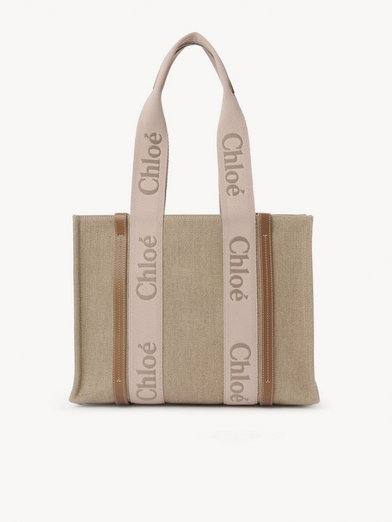 Chloe Medium Woody Tragetaschen Beige | CHE-SR13385