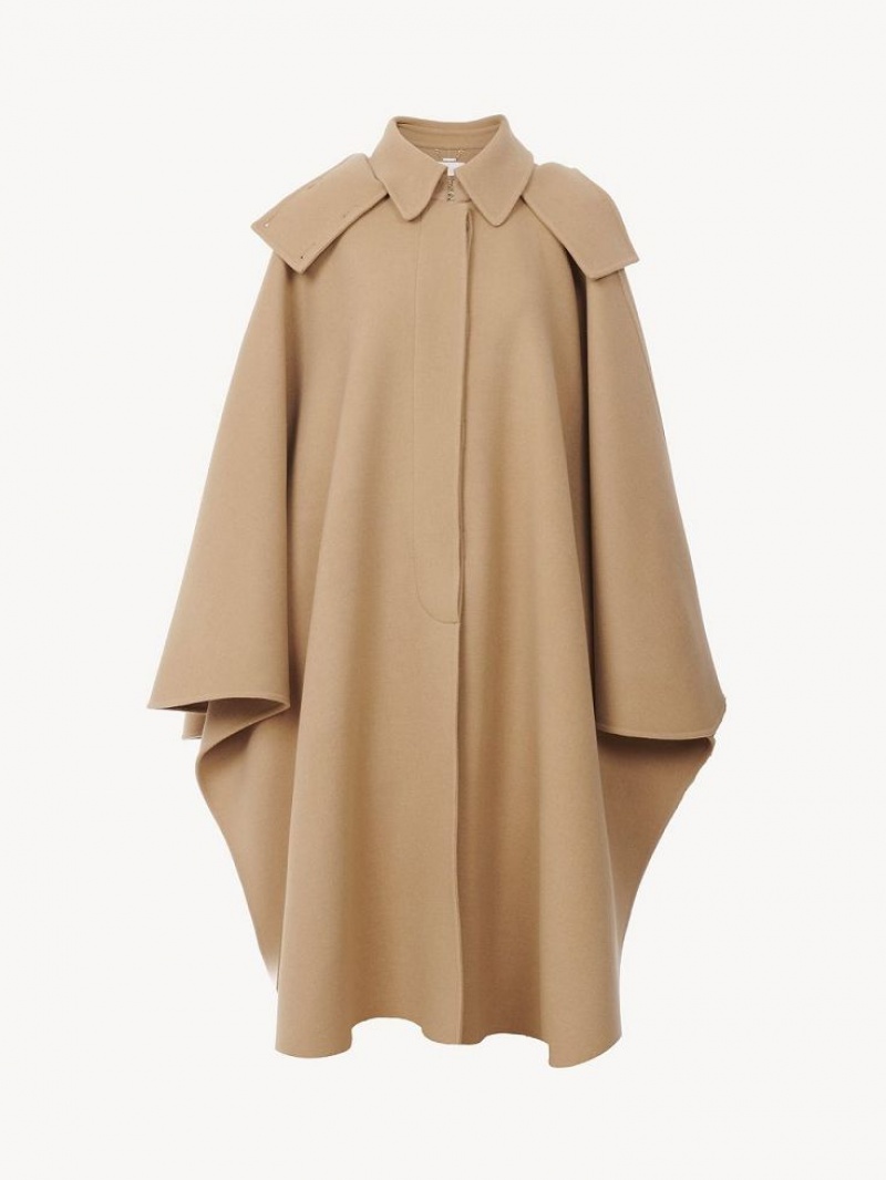 Chloe Mit Kapuze Cape Mäntel Beige | CHE-SR13821