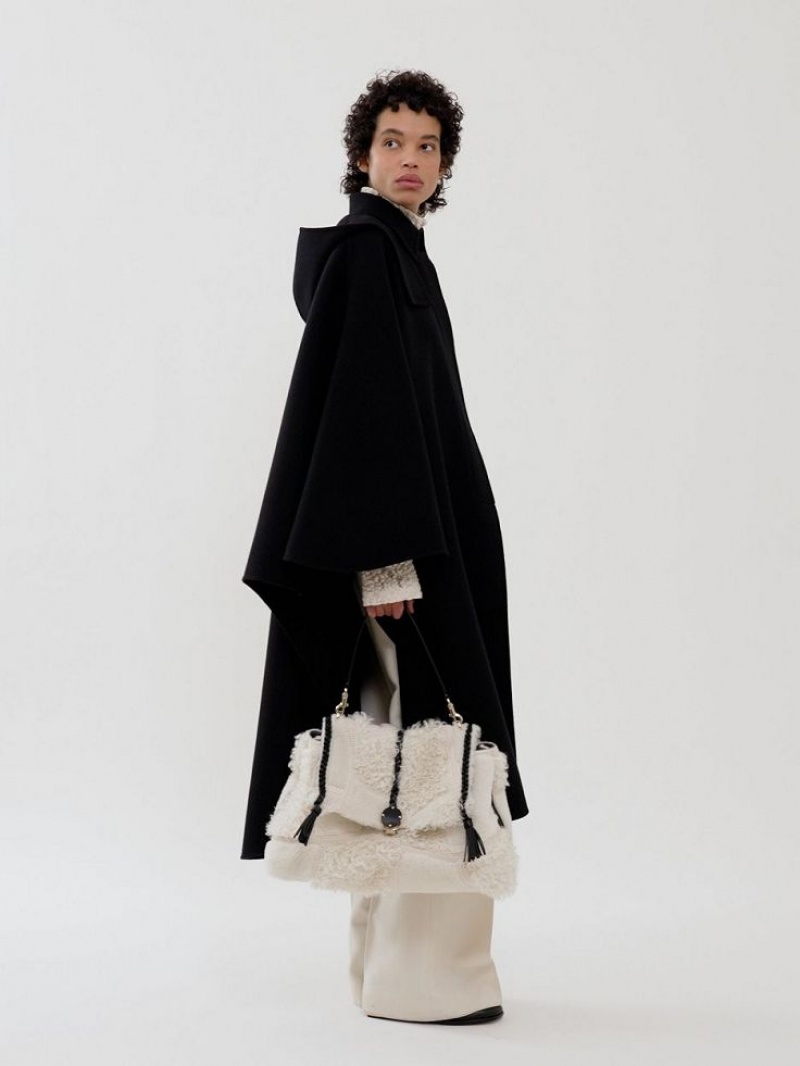 Chloe Mit Kapuze Cape Mäntel Schwarz | CHE-SR13820