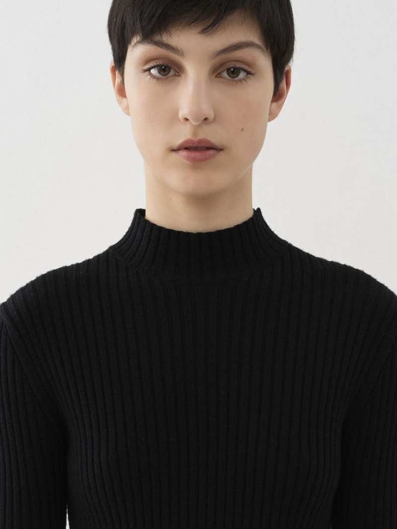 Chloe Mock-neck Strickwaren Schwarz | CHE-SR13919